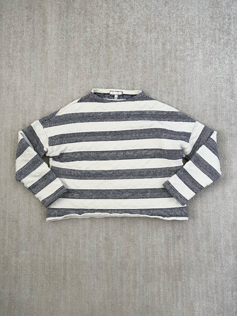 Anthropologie Eri + Ali Summer Cotton Striped Sweatshirt Knit Top L